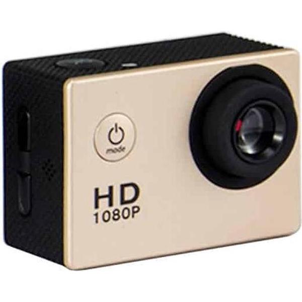 HAMTOD HF40 Sportcamera met 30 m onderwaterbehuizing, Generalplus 6624, 2,0 inch LCD-scherm (goud)