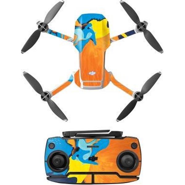 Sunnylife MM-TZ439 Waterdichte PVC-drone-behuizing + arm + afstandsbediening Decoratieve beschermende stickerset voor DJI Mavic Mini (prachtige aquarel)
