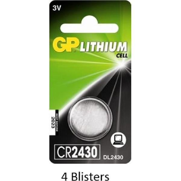 4 stuks (4 blisters a 1 stuks) GP Lithium CR2430 3V