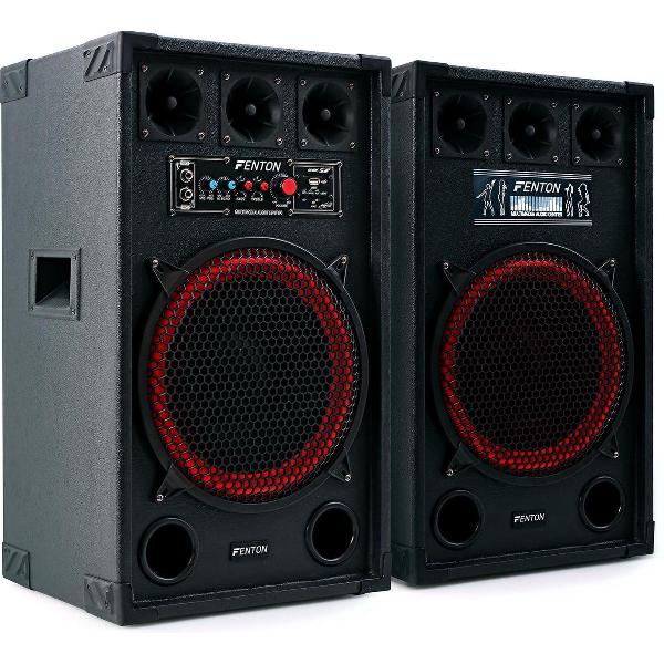 Actieve speakerset - Fenton SPB-12 speakers 800W - Bluetooth speakers - Ook geschikt als karaoke set!