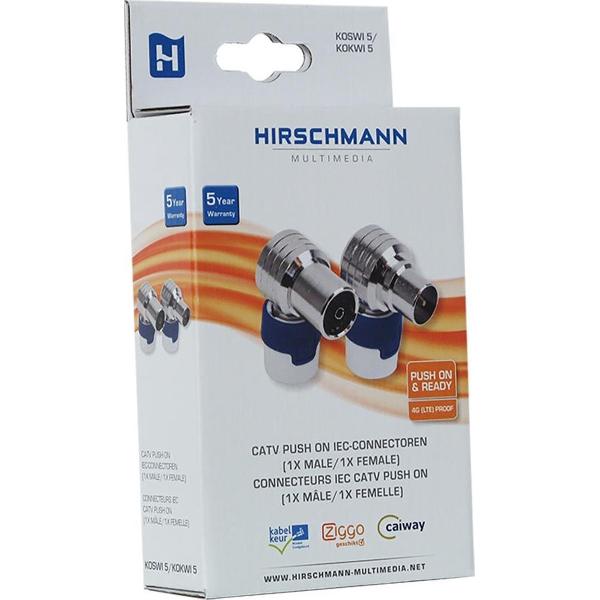 Hirschmann KOSWI 5 / KOKWI 5 Coax IEC push-on connectoren set / haaks