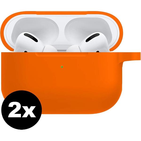 Hoes Voor Apple AirPods Pro Hoesje Siliconen Case - Oranje - 2 PACK