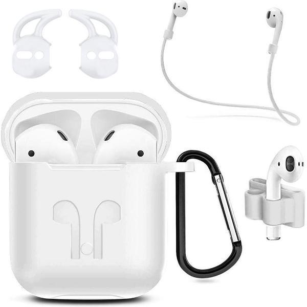 MMOBIEL Siliconen Case Compatibel met AirPods 1/2 (Wit) 6 in 1 Set