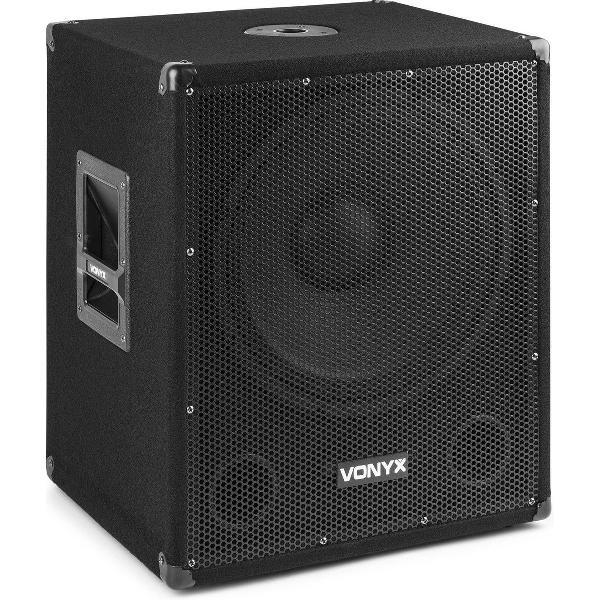 Subwoofer - Vonyx SMWBA15MP3 actieve 600W subwoofer met Bluetooth en uitgangen voor twee passieve speakers