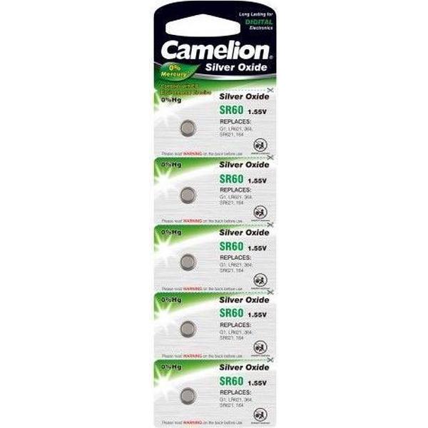 Camelion 5x SR60W - 1,55Volt Zilveroxide Knoopcellen - 1 Blister met 5 stuks