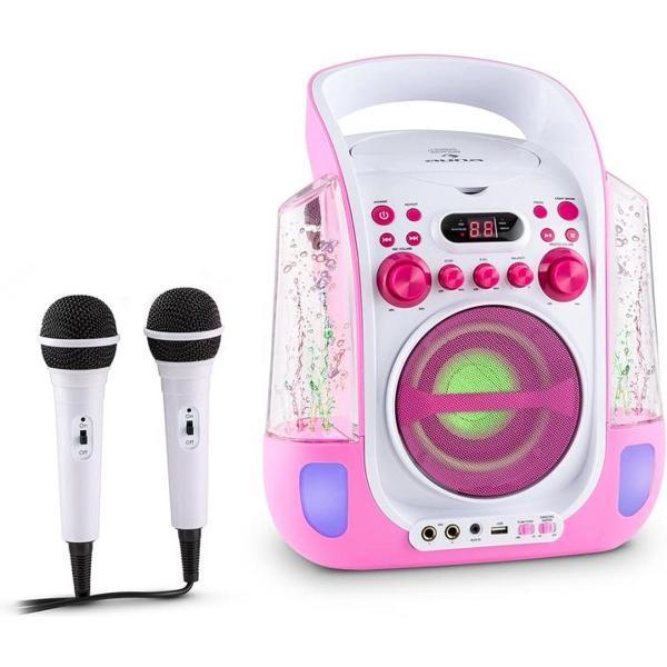 Kara Liquida karaokeset CD USB MP3 waterstraal LED 2x mobiele microfoon