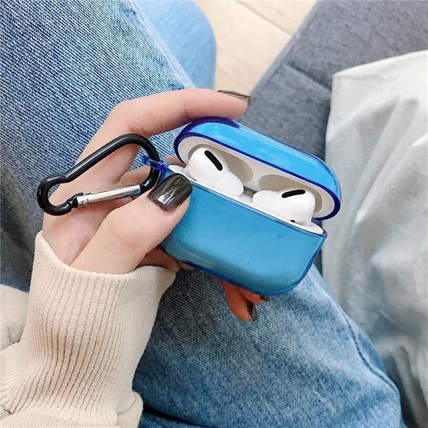 Airpods pro hoesje - Blauw - Transparant - case