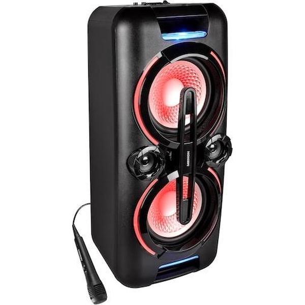 MEDION LIFE X61555 Partyluidspreker | Bluetooth | PLL-FM | X-Bass | Microfoonaansluiting | Draadloze muziekoverdracht | Diverse lichteffecten | Integr. accu