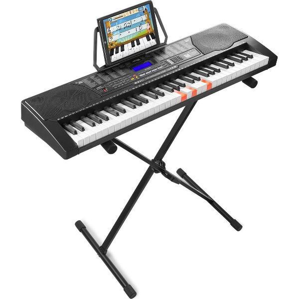 Keyboard piano - MAX KB9 keyboard incl. keyboard standaard - Training d.m.v. 61 lichtgevende toetsen - 3 trainingsfuncties - mp3 speler