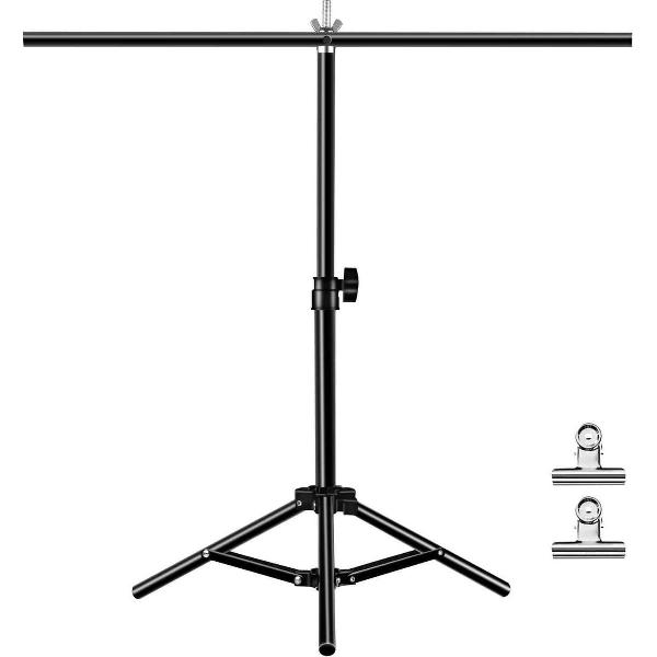 67 cm T-vorm Fotostudio Achtergrond Ondersteuning Stand Achtergrond Dwarsbalk Beugel met clips, geen achtergrond (zwart)