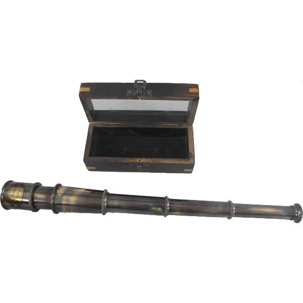 Telescoop - Klassieke messing verrekijker - Houten kistje - 6 cm hoog