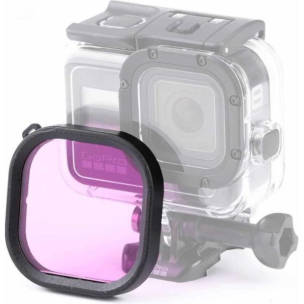 Vierkante behuizing Duiken kleurenlensfilter voor GoPro HERO8 Zwarte originele waterdichte behuizing (paars)