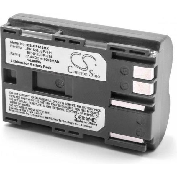 VHBW Camera accu compatibel met Canon BP-508, BP-511, BP-511A, BP-512 en BP-514 / 2000 mAh