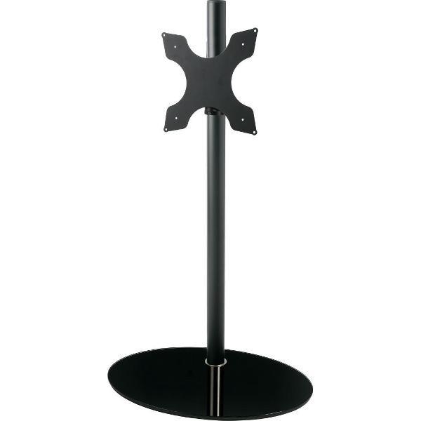 Cavus zwarte vloerstandaard met ovalen zwarte glazen voet voor schermen tot 55 inch - 120 cm hoog