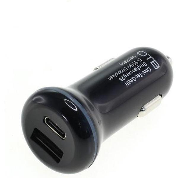 OTB Autolader met 1 USB-C PD en 1 USB-A poort - 30W / zwart
