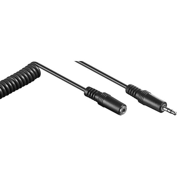 S-Impuls 3,5mm Jack stereo audio verleng spiraalkabel - zwart - 5 meter