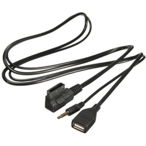 Coretek 3,5mm Jack Aux en USB AMI interface adapter voor Audi, Volkswagen, Skoda en Seat - 1 meter