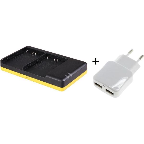Huismerk Duo lader voor 2 camera accu's Nikon EN-EL3 / EN-EL3e + handige 2 poorts USB 230V adapter