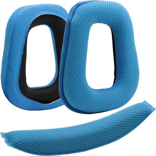 2-In-1 Luxe Vervang Hoofdband & Oorkussens Set Voor Logitech G35/G230/G332/G430/G432/F430/F450/G930 Gaming Headset - Koptelefoon Earpads - Oor Kussens - Ear Pads - Headband Earpads Cushion Paar - Blauw