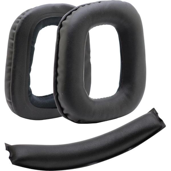 2-In-1 Luxe Lederen Vervang Hoofdband & Oorkussens Set Voor Logitech G35/G230/G332/G430/G432/F430/F450/G930 Gaming Headset - Koptelefoon Earpads - Oor Kussens - Ear Pads - Headband Earpads Cushion Paar - Zwart