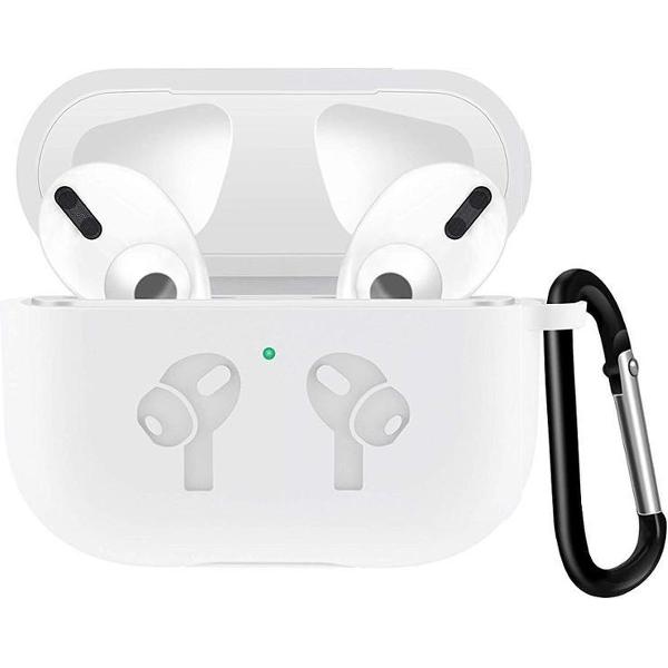 Apple AirPods Pro Hoesje Clip - Wit - Siliconen - Case - Cover - Soft case