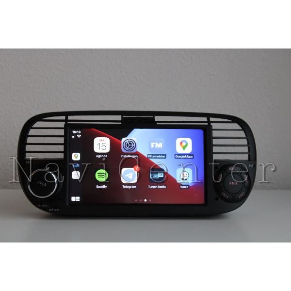 Fiat 500 2007-2015 Android 10 navigatie ingebouwde CarPlay 2+16GB Bluetooth USB WiFi ZWART