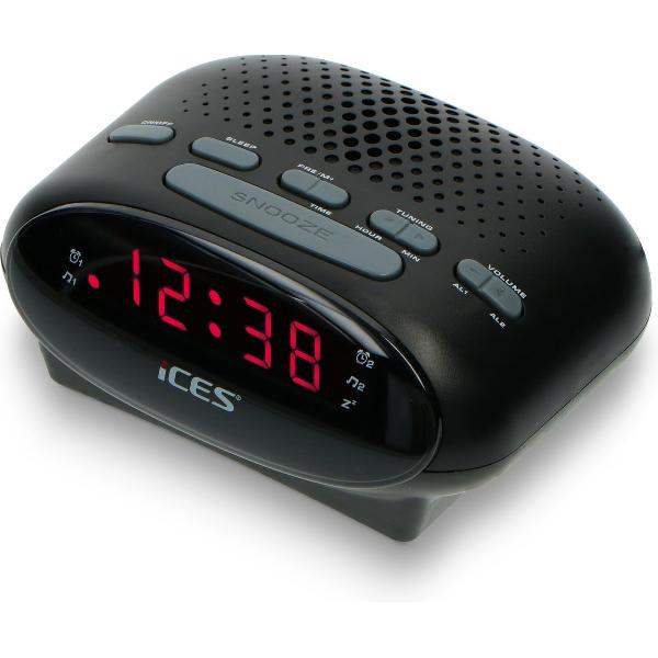 Ices ICR-210 Black - Wekkerradio - Radio - Sleeptimer - FM-tuner