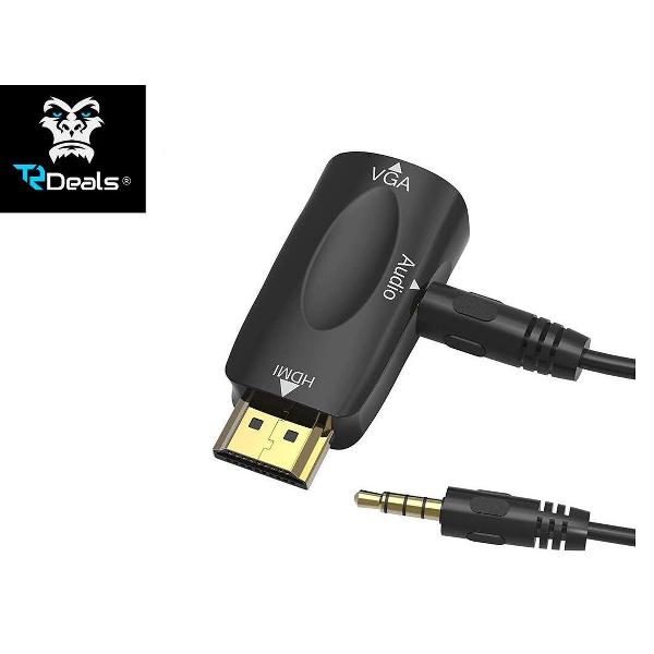 TR Deals® HDMI-in naar VGA-out adapter met audio uitvoer Jack 3.5mm HDMI 1.3