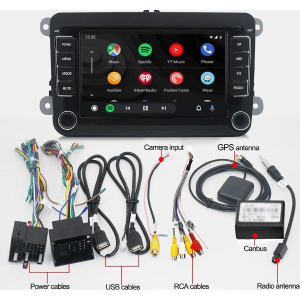 Auto Radio 510RNS Android 10.0 Volkswagen Polo Golf / Seat /Skoda Bluetooth Met Gratis Achteruit rij Camera