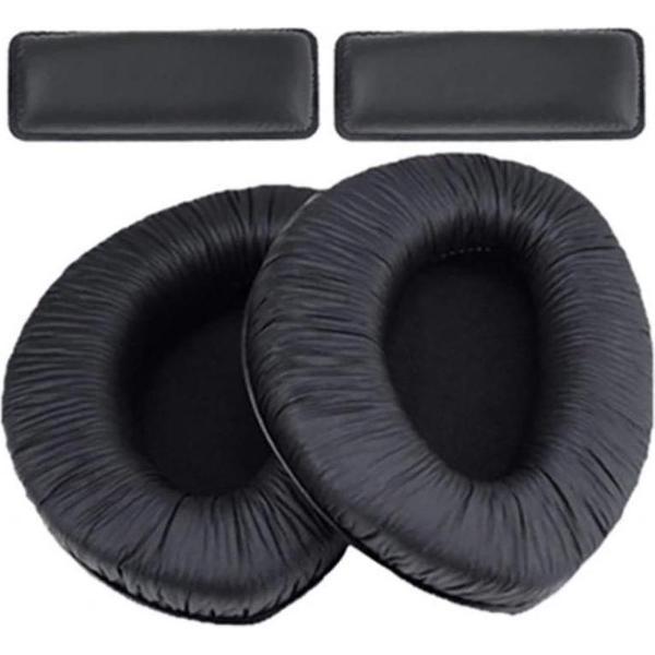 2-In-1 Luxe Lederen Vervang Hoofdband & Oorkussens Set Voor Sennheiser HDR160 HDR170 HDR180 RS160 RS170 RS180 - Koptelefoon Earpads - Oor Kussens - Ear Pads - Headband Earpads Cushion Paar - Zwart