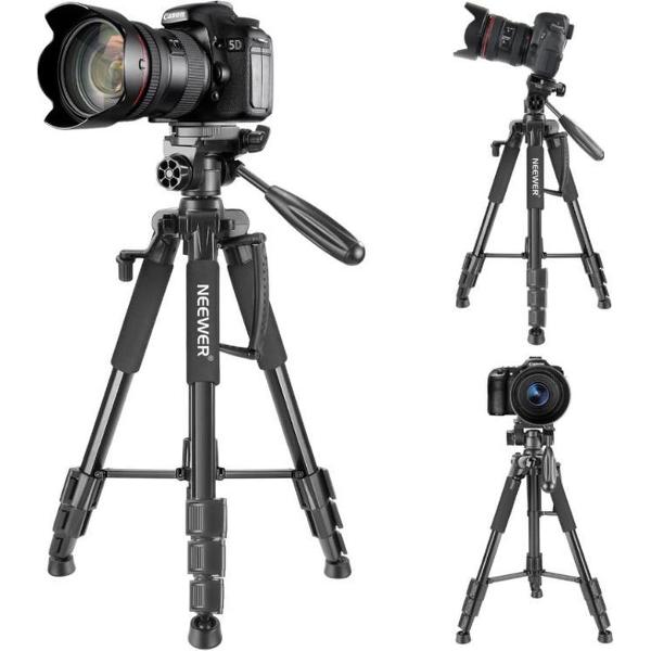 Grandecom® Statief Camera | Draagbaar | 3-Poot | Tripod | Draagbaar + Draagtas | Canon | Nikon | DSLR | Sony | 142 cm