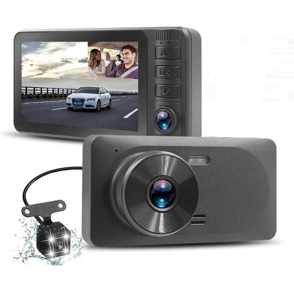 TechU™ Dashcam 4K MO7 Pro Dual Camera – 1080p Full HD – 3 inch Scherm – Nachtvisie – Loop Recording – Bewegingssensor – G-sensor – Autocamera Voor én Achter
