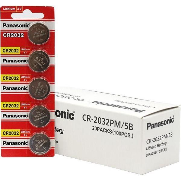 100x Panasonic CR2032 3V Lithium Knoopcel Batterij