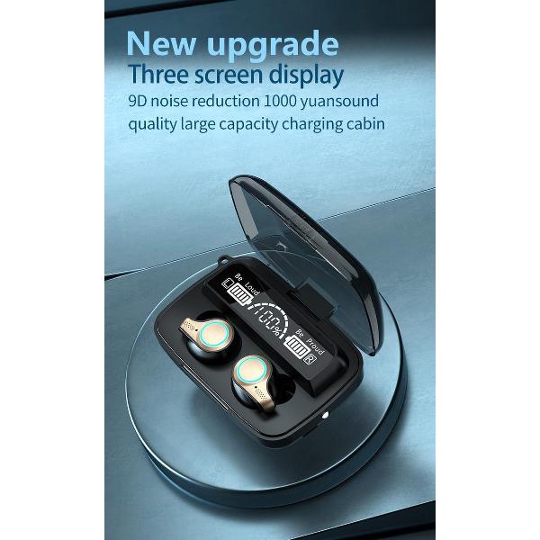 TWS Bleutooth Oordopjes - Waterdichte Draadloze Oordopjes met Powerbank en Microfoon.