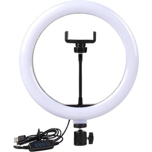 LED ring lamp met 3 lichtstanden - voor foto's en video's - 30 cm doorsnee - incl. statiefje