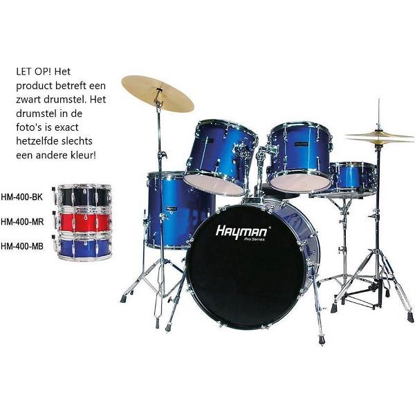 Hayman Drumstel - Beginner Drumstel - compleet drumstel - akoestisch drumstel - drumstel voor kinderen - drumstel voor volwassenen - Zwart drumstel - drumstel met bekkens