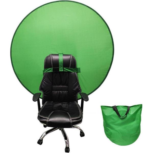 Streaming Green Screen - 142 cm - Inklapaar - Rond - Achtergrond Doek Voor Je Stoel - Meetings - Gaming - Streaming Screen - Chroma Key - Opbergtas