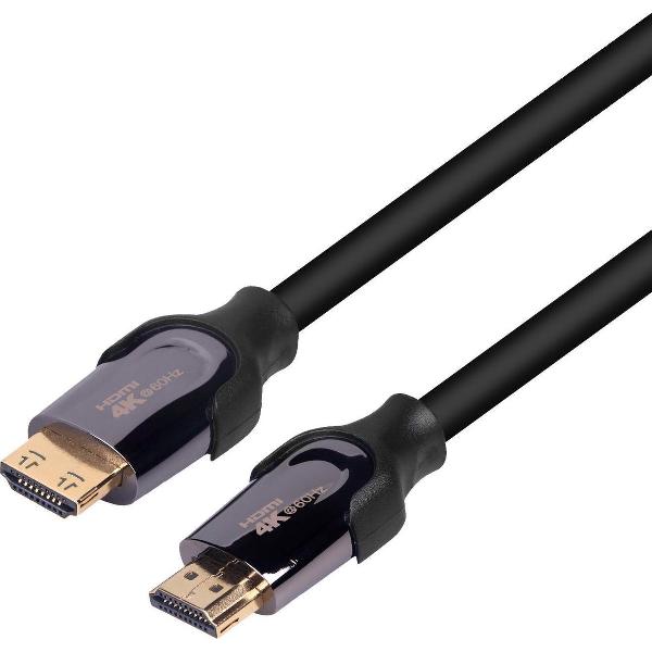 NÖRDIC HDMI-N0100 HDMI kabel met ethernet, 4K 60Hz, 18Gbps, Met ARC, ondersteuning, HDMI2.0, 10m, Zwart