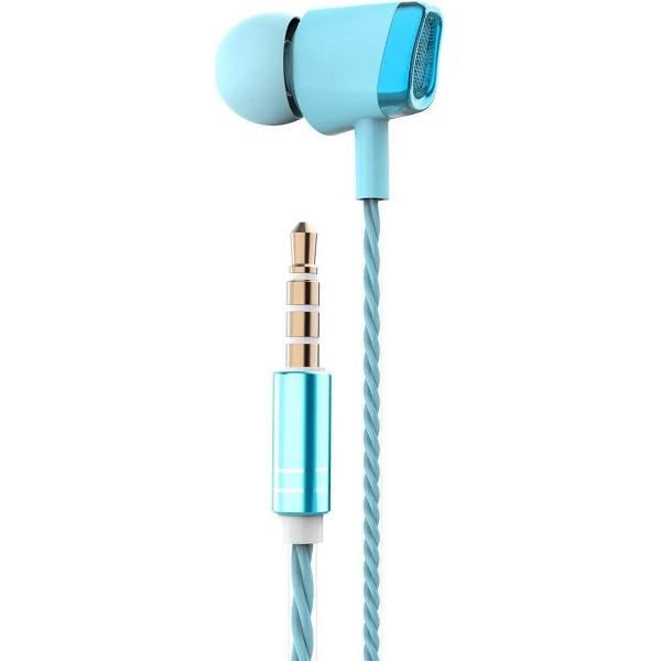 Interdio Oortjes - Oordopjes - 3,5 mm Jack - Diepe Bass - Oortelefoon Blauw