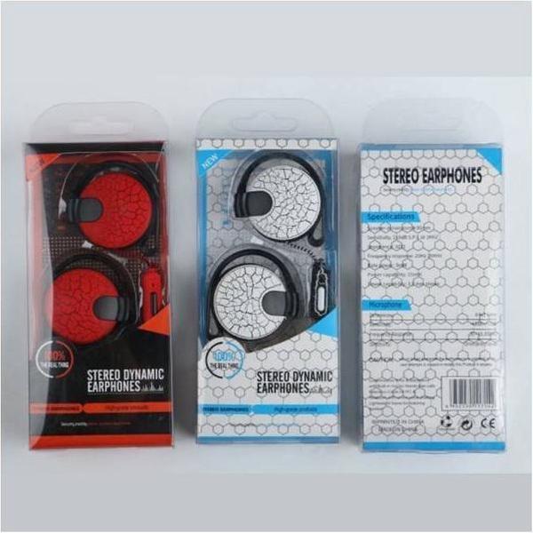 Sporthoofdtelefoon - Oorhaak - Oortelefoon - Gekraakt model - 3,5 mm kabel - Oortelefoon met Microfoon - Rood