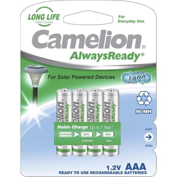 Camelion AlwaysReady Solar NiMH Batterij Micro (AAA) met 600mAh - 4 stuks