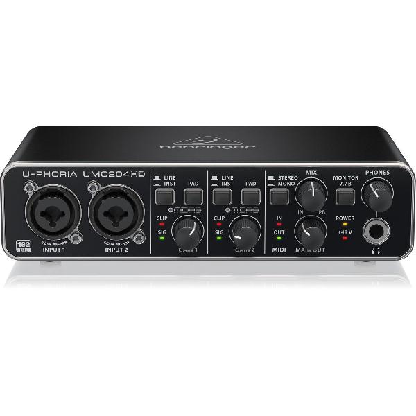 Behringer UM204HD - 24-Bit/192kHz USB audio interface - Midas Pre Amps