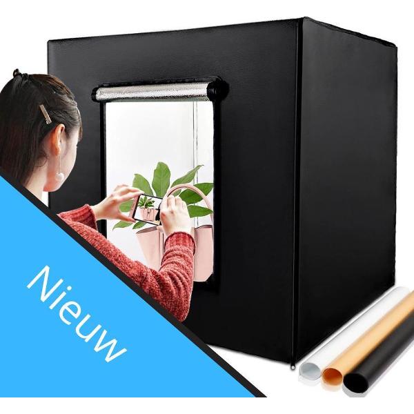 Travor Fotostudio - Draagbaar - Foto Box - met LED verlichting - Studiotent - 40x40 cm - Fototent - Opvouwbaar - Opnametent - 3 Achtergronden