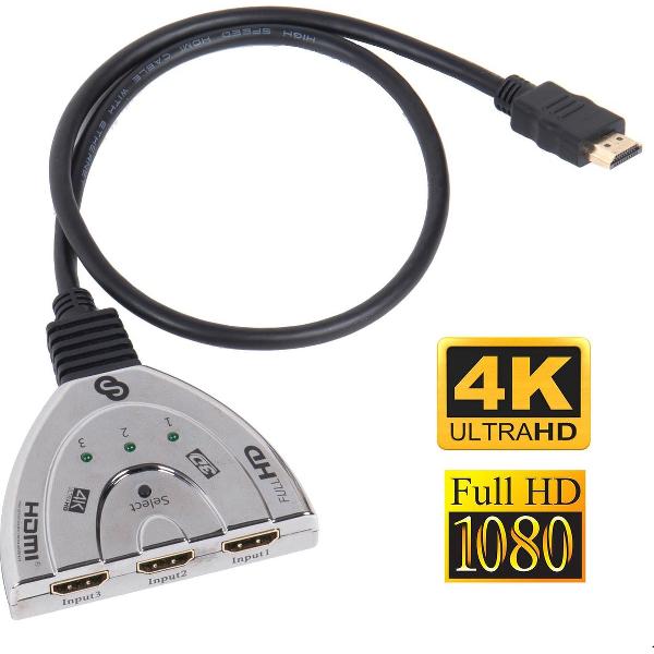 Sonnon HDMI Splitter - HDMI Switch - HDMI-splitter - Metallic - 3 ingangen