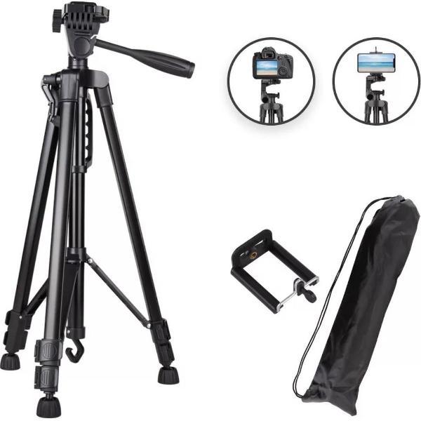 Smartphone Tripod Camera Statief 134Cm HiCHiCO Model VCT-3366 Inclusief Bluetooth Remote Shutter, Telefoonhouder en waterpas - HiCHiCO