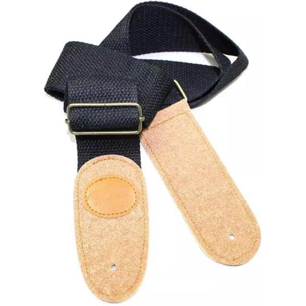 Professionele Verstelbare Stevige Gitaarband - Gitaarbanden - Guitar strap Band - Luxe Gitaarriem - Gitaar Riem - Bas Elektrische Akoestische Klassieke Gitaar - Verstelbaar - 100% Katoen - Zwart - Kurk