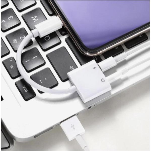 Lightning splitter adapter 2 in 1 Audio + Opladen – Wit - AUX - iphone
