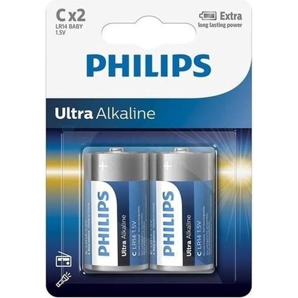 Phillips Ll batterijen Lr14 1,5 volt 10x stuks - Ultra alkaline batterijen