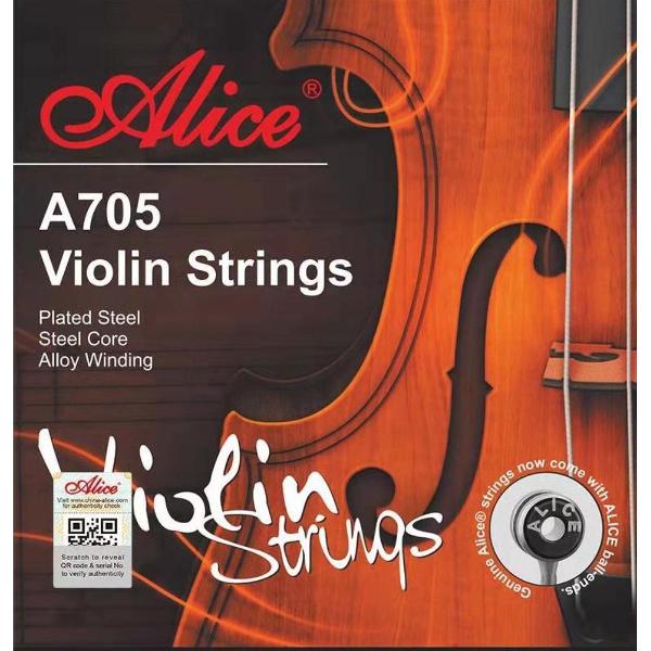 Alice® A705-Professionele Vioolsnaren voor 3/4 of 4/4 viool - RVS en vernikkeld staal
