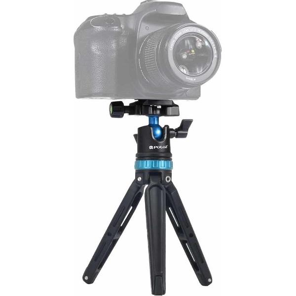 PULUZ Pocket Mini verstelbare metalen desktop statiefbevestiging met 360 graden balhoofd voor DSLR en digitale camera's, verstelbare hoogte: 11-20,2 cm (blauw)